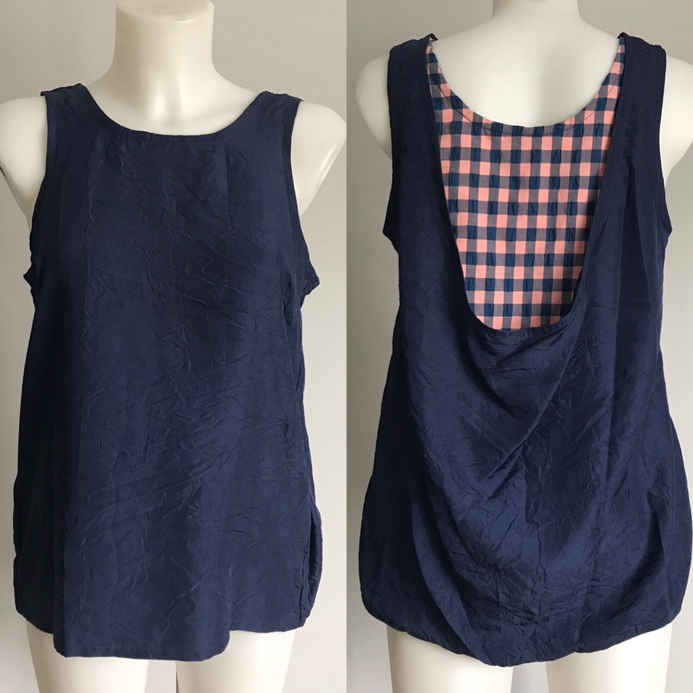 Marc Jacobs Silk & Cotton navy checked tank top S