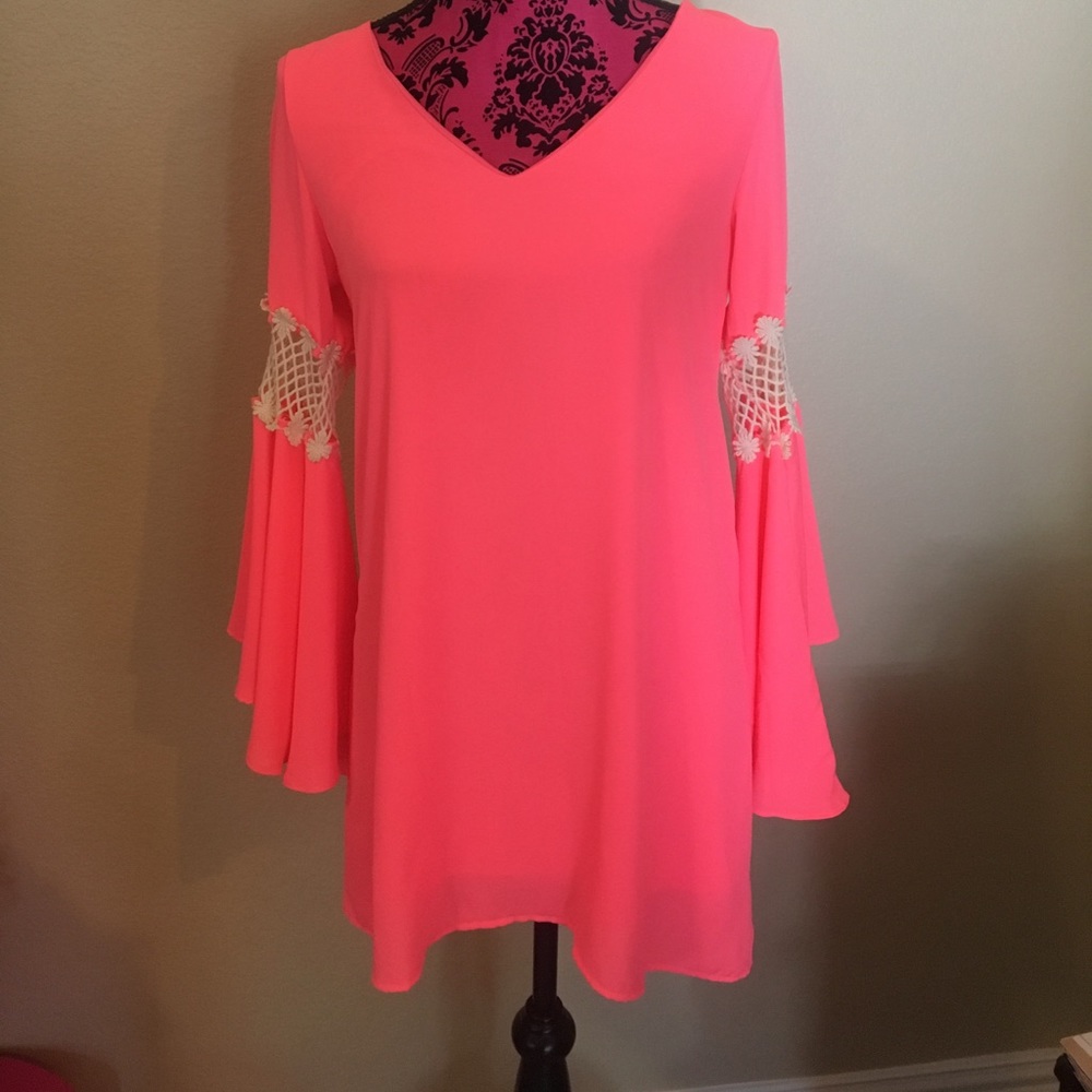 Pink Bellbottom Sleeve Dress