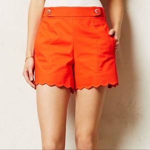 Tomato red scalloped shorts - Anthropologie
