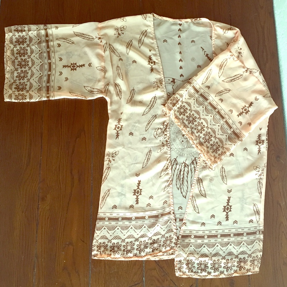 Sheer Kimono in Peach
