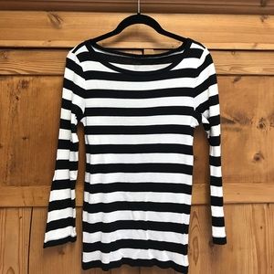 JCrew Black And Ivory Stripe Long Sleeve T Shirt