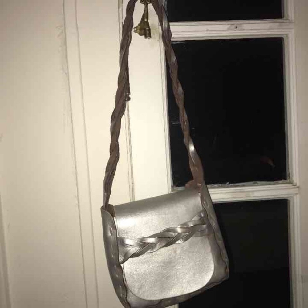 Silver cross body bag