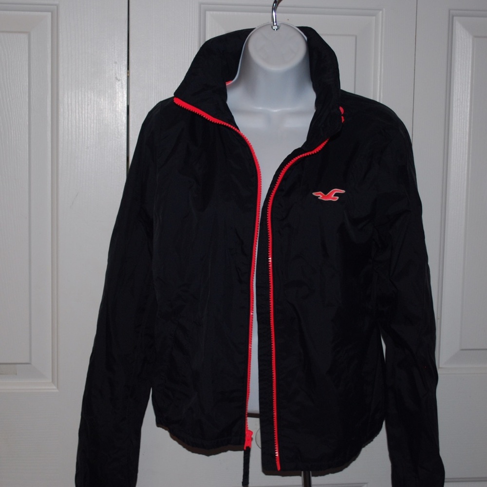 Black and pink Hollister windbreaker