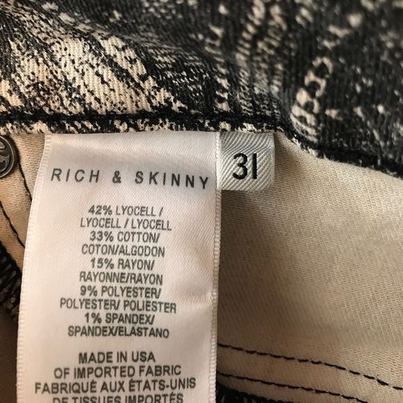 Rich & Skinny Blk/Cream Patterned Denim, Size 31 - Picture 4 of 4