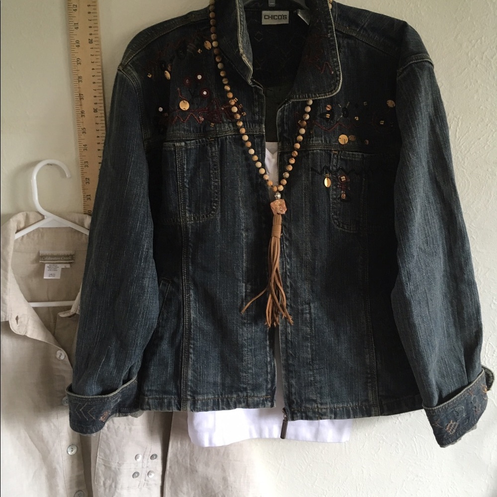 Chico's size 3 cutest denim jeans jacket light