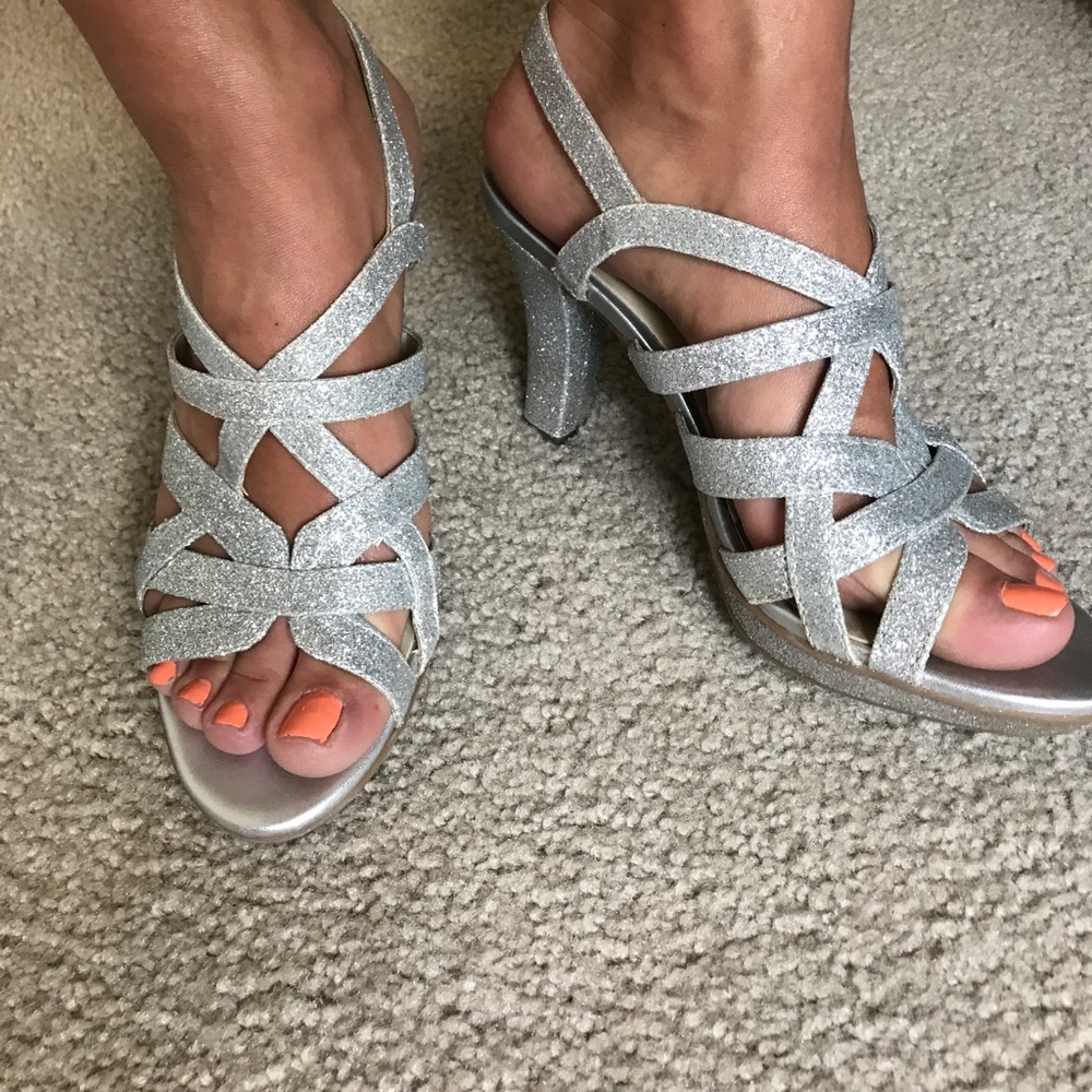 Naturalized Silver Glitter Heels