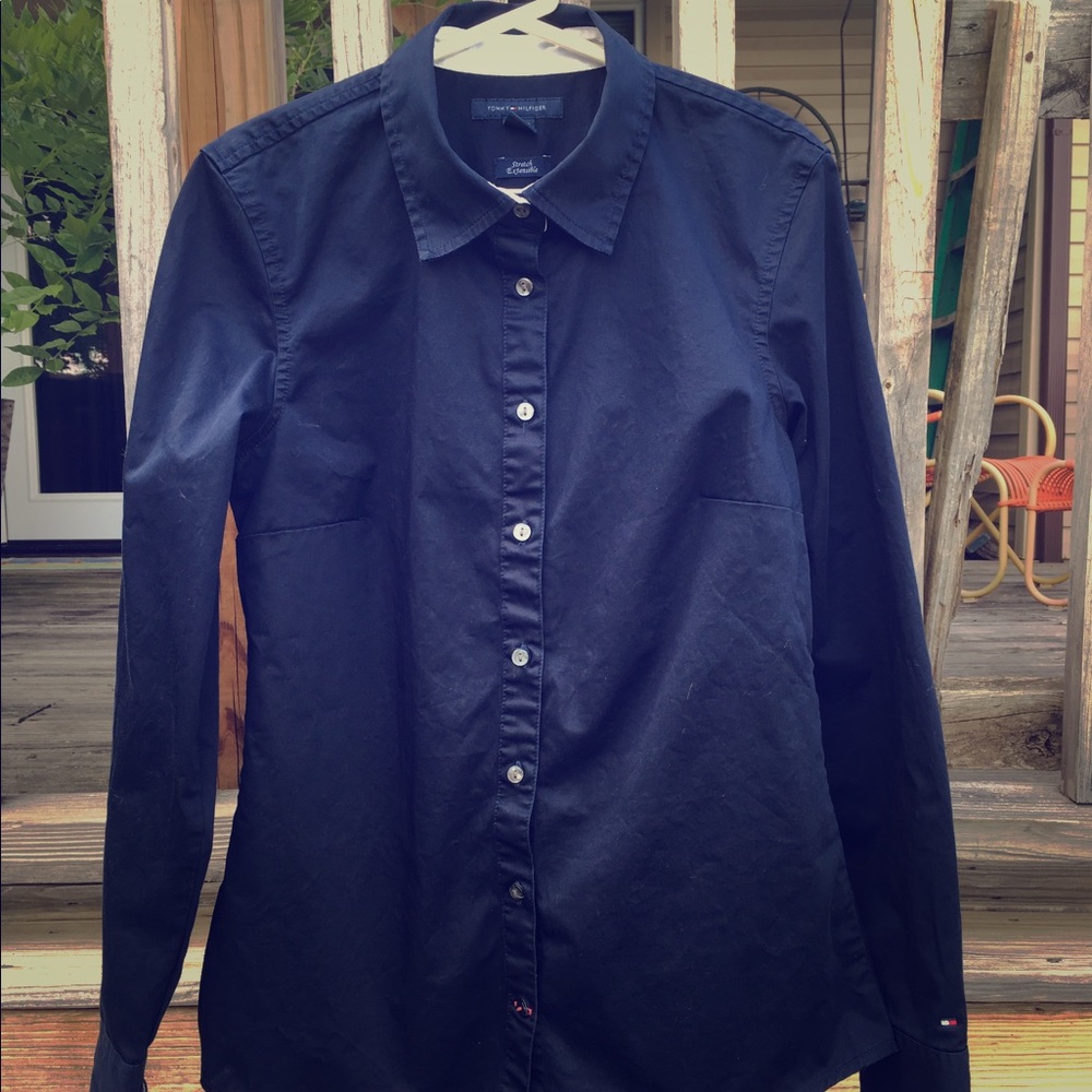 Navy Women's Fitted Button-Up