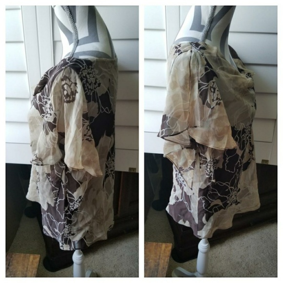 Adrianna Papell Floral Print Silk Blouse see desc - Picture 2 of 5