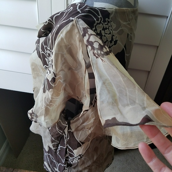 Adrianna Papell Floral Print Silk Blouse see desc - Picture 5 of 5