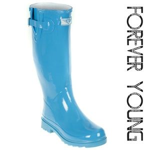 Forever Young Shoes - Women Tall Rain Boots, #3106, Turquoise Forever Young Shoes - Women Tall Rain Boots, #3106, Turquoise