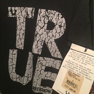 True religion V-neck gray and and white NWT