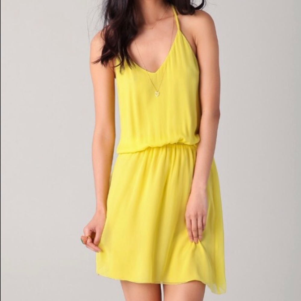 Alice + Olivia yellow silk t-back dress