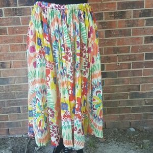 Boho Full Maxi Skirt L - XXL Orange Red Purple
