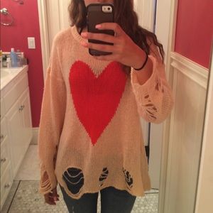 WILDFOX pink knit sweater with holes