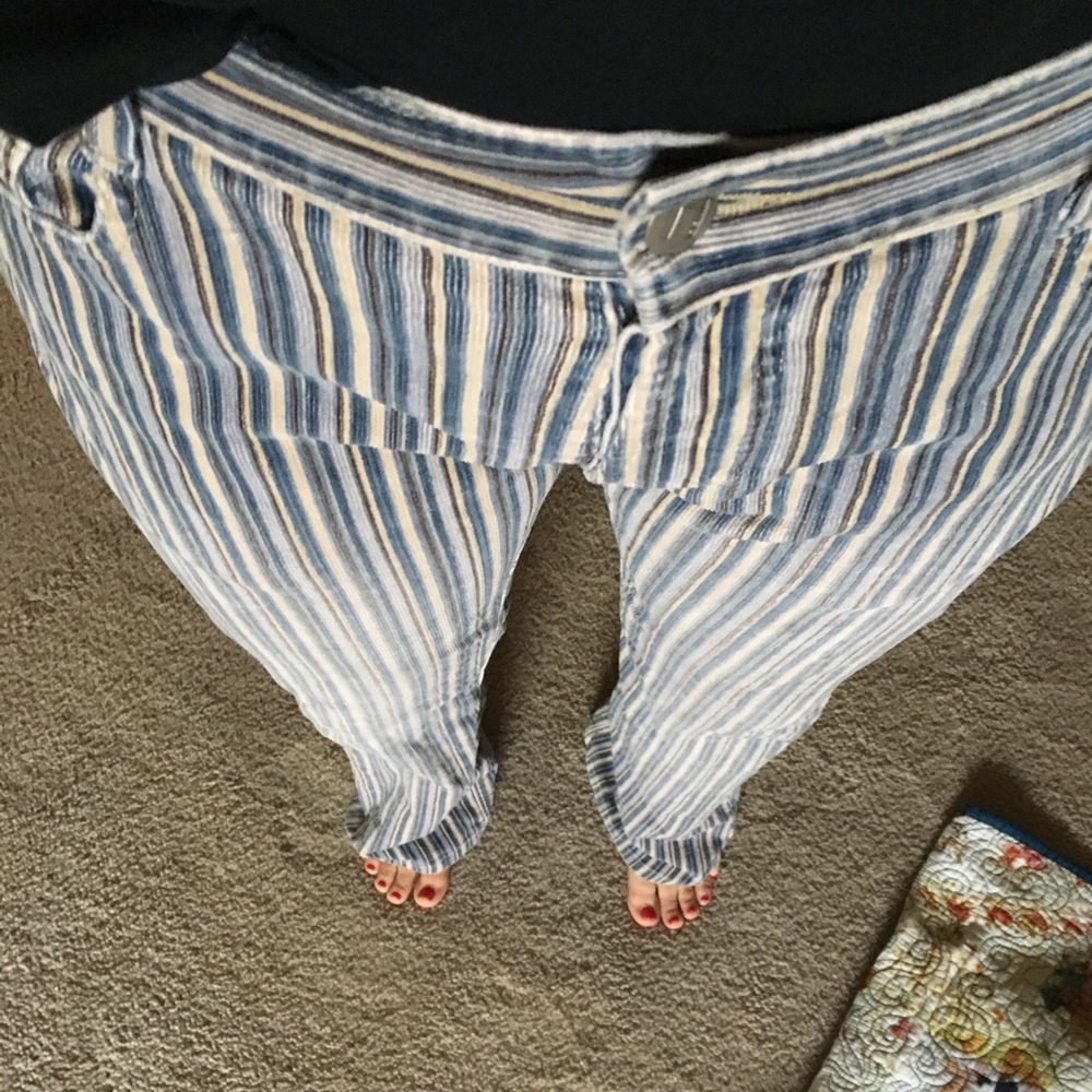 Wide leg striped corduroys