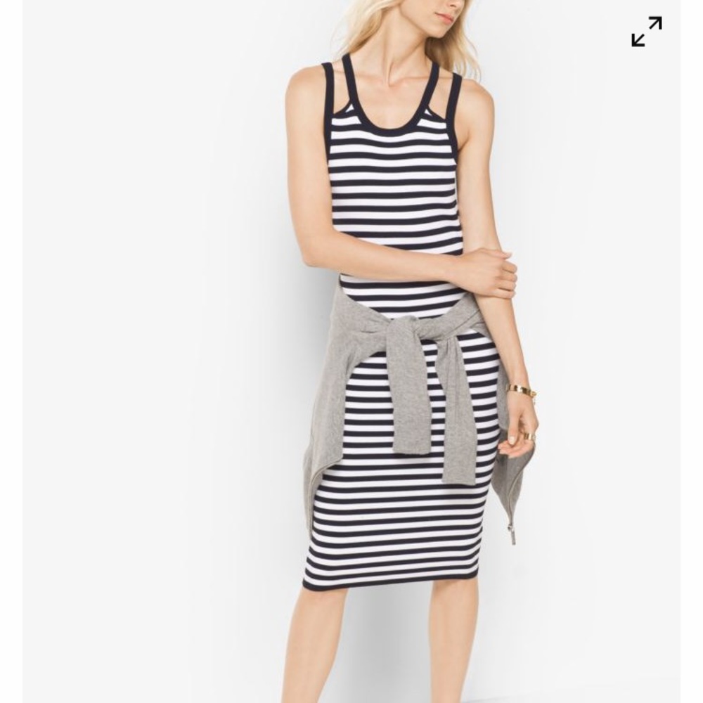 Michael Kors striped viscose/ nylon tank dress