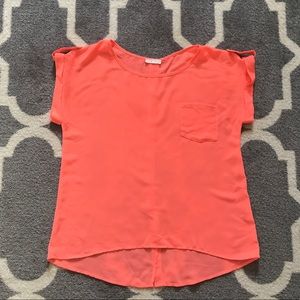 "MINE" Salmon Sheer Blouse