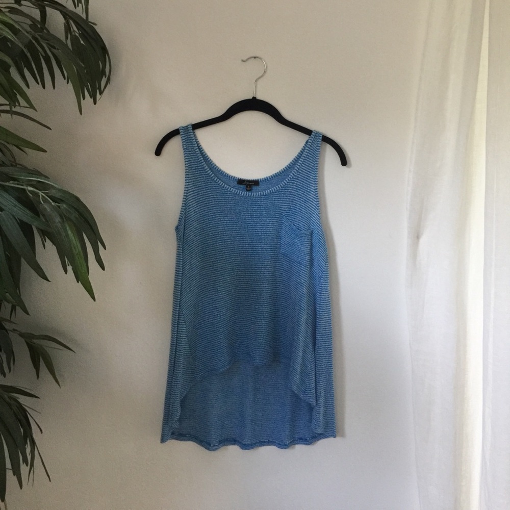 Blue and white knit tank