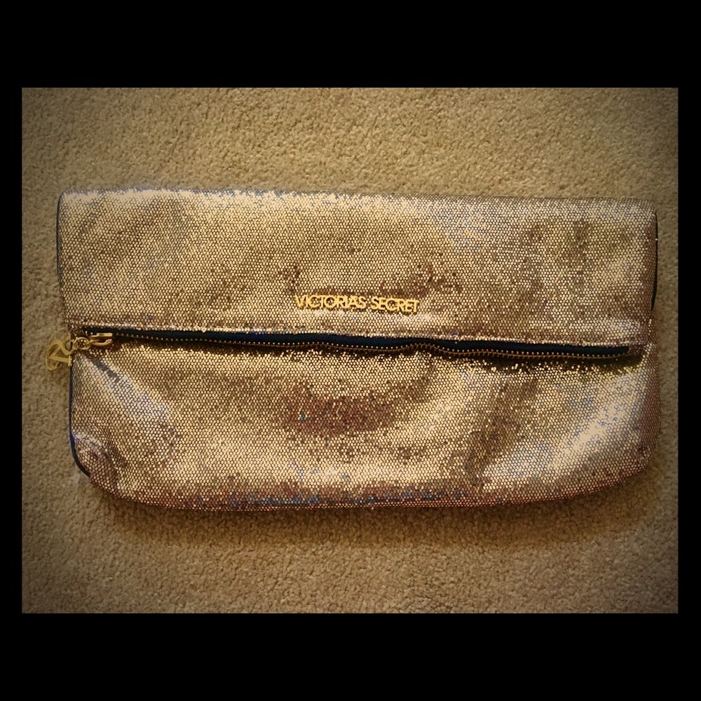NWOT Victoria's Secret gold fold over clutch