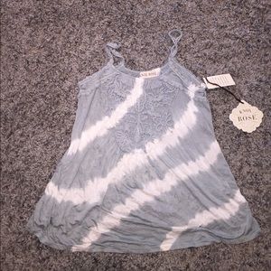 Grey and White Knox Rose billowed tank top