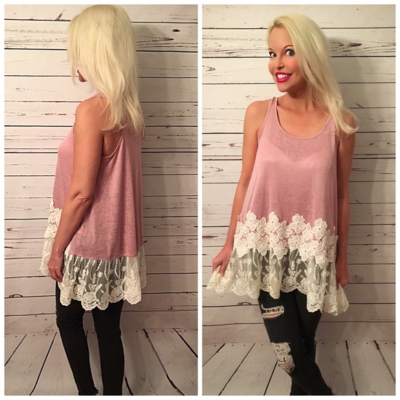 Light Mauve floral lace tunic! - Picture 2 of 4