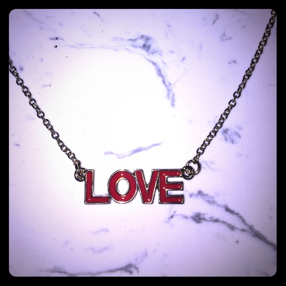 Red LOVE necklace. Gold 16" chain ❤️🌹 - Picture 1 of 4