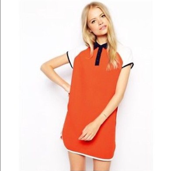 ASOS Dresses & Skirts - Fashion Union Orange Navy White Colour Block Dress