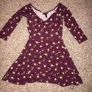 SMALL Forever 21 Crimson Floral Skater Dress