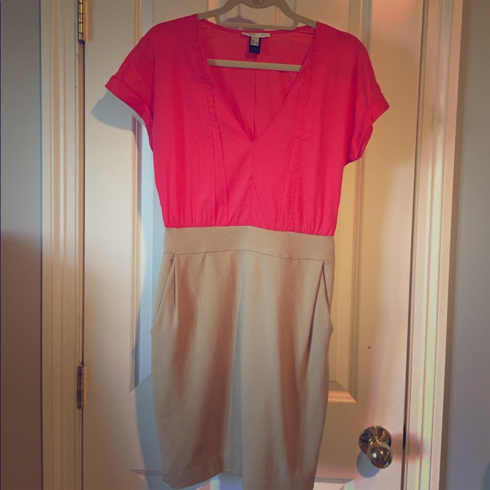 Coral and Tan business casual dress