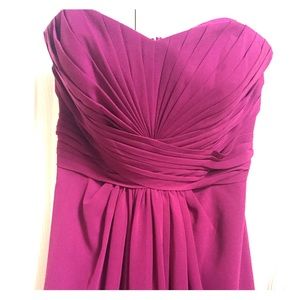 David's Bridal strapless dress in Sangria