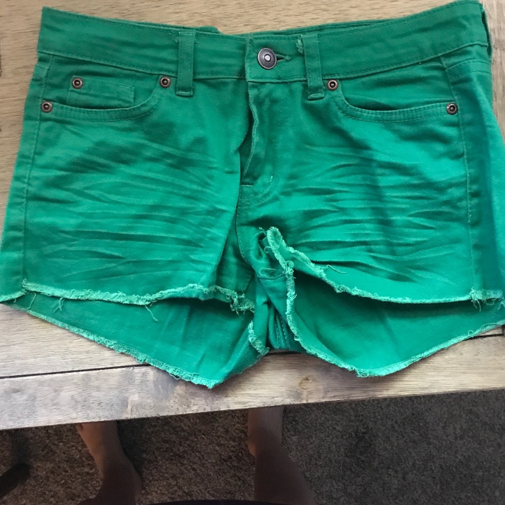 Green denim shorts!