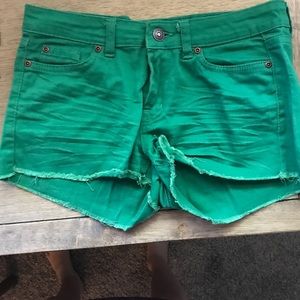 Green denim shorts!