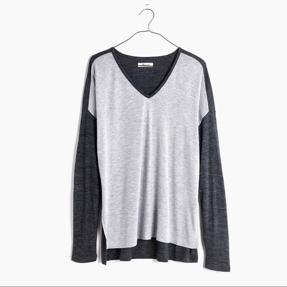 EUC Madewell Anthem Color Block V Neck Tee