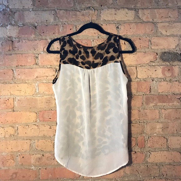 Mine Brand Cheetah/White Double-Pocket Tank,Size S - Picture 2 of 3