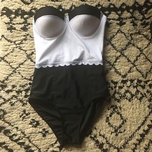 Black and white one piece swimsuit