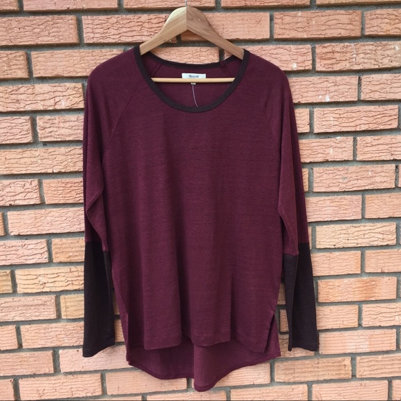 NWT madewell modern linen raglan tee in colorblock - Picture 3 of 7