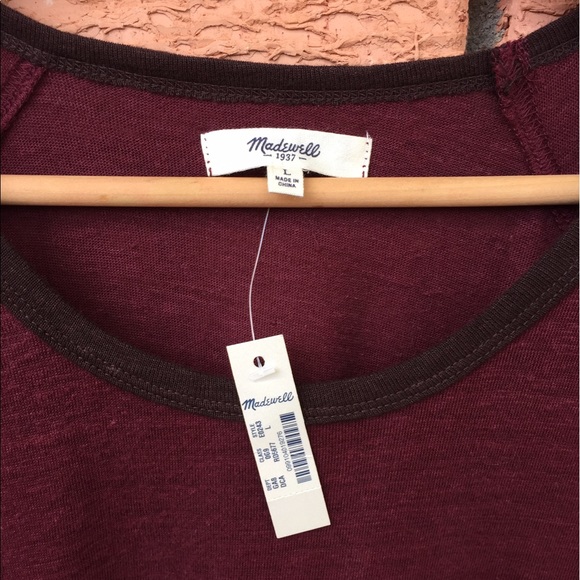 NWT madewell modern linen raglan tee in colorblock - Picture 2 of 7