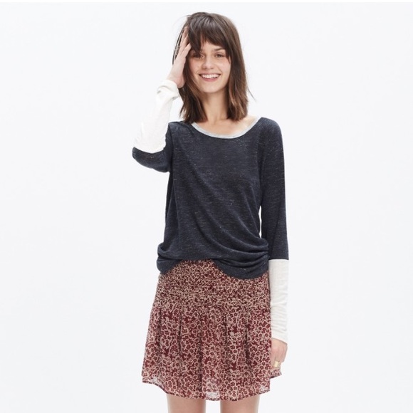 NWT madewell modern linen raglan tee in colorblock - Picture 4 of 7