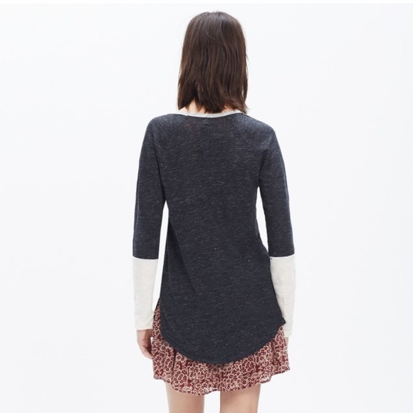 NWT madewell modern linen raglan tee in colorblock - Picture 6 of 7