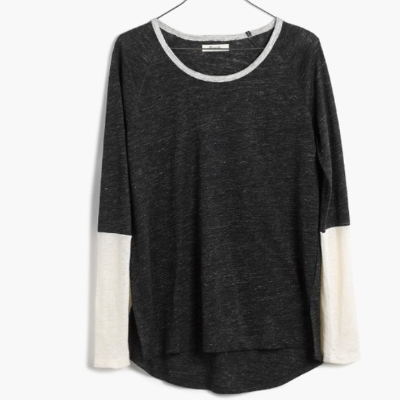 NWT madewell modern linen raglan tee in colorblock - Picture 7 of 7