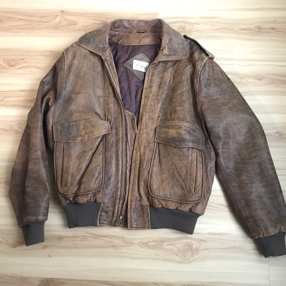 Vintage Adam Spencer Leather Bomber Style Jacket