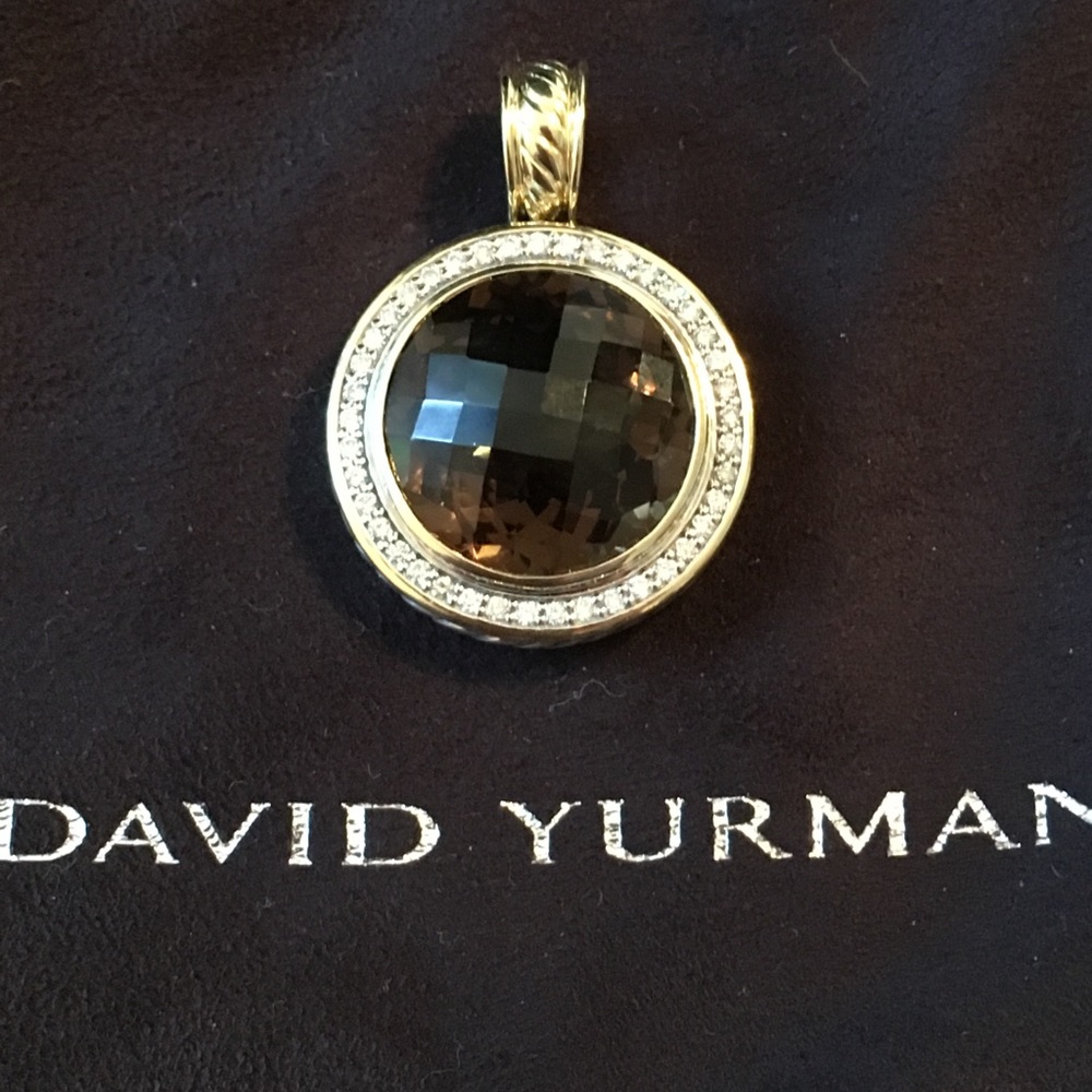 David Yurman SS/18K Smokey Topaz/Diamond Enhancer