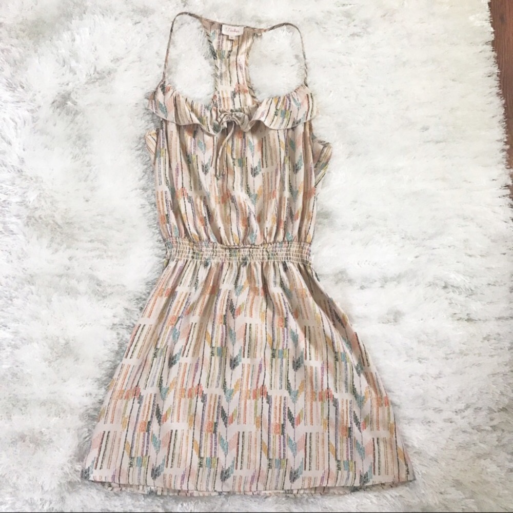 Parker Chevron Pattern Silk Dress