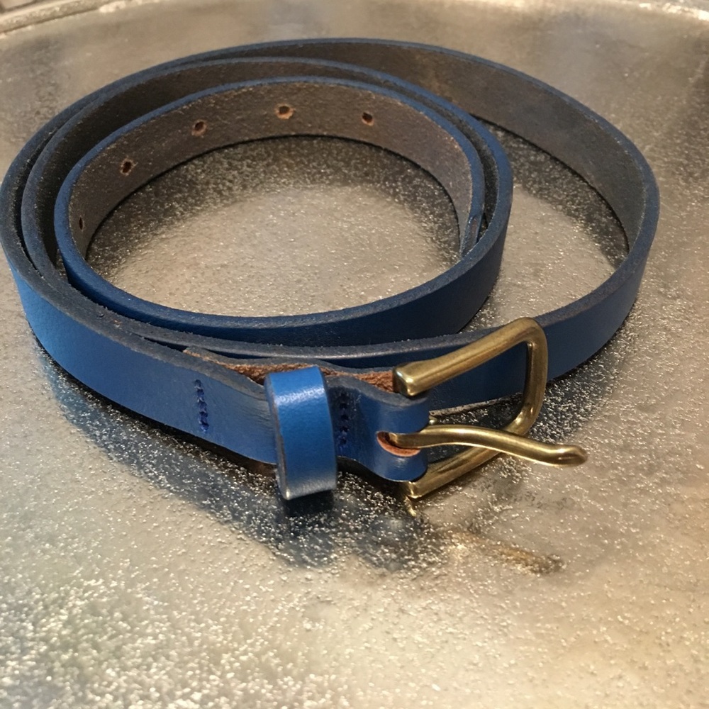 J. Crew Blue Leather Skinny Belt