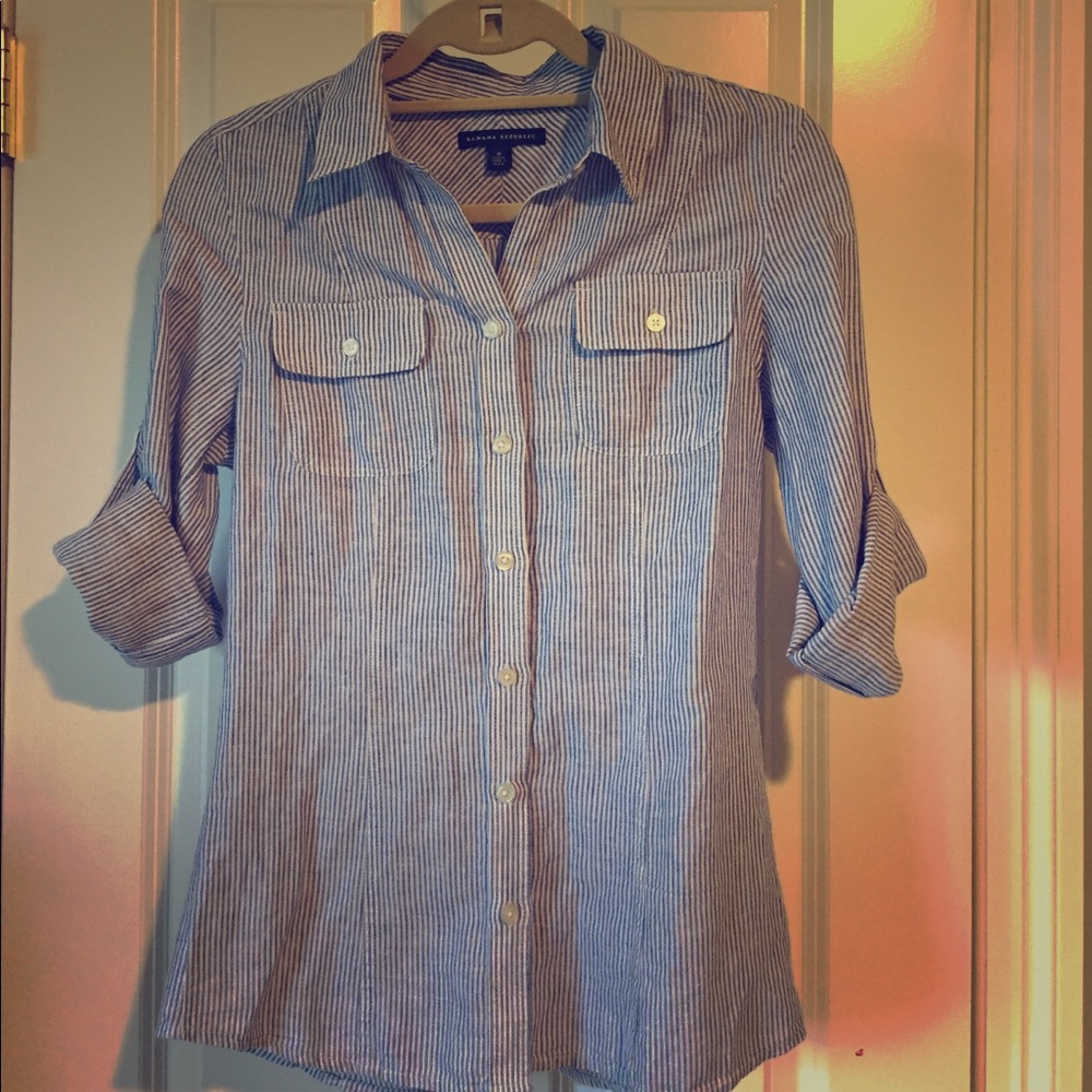 Collared blue and white striped button down