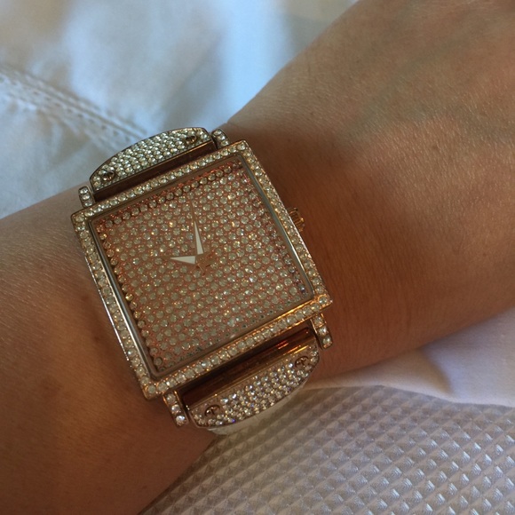 PEUGEOT White and rose gold watch SWAROVSKI - Picture 5 of 8