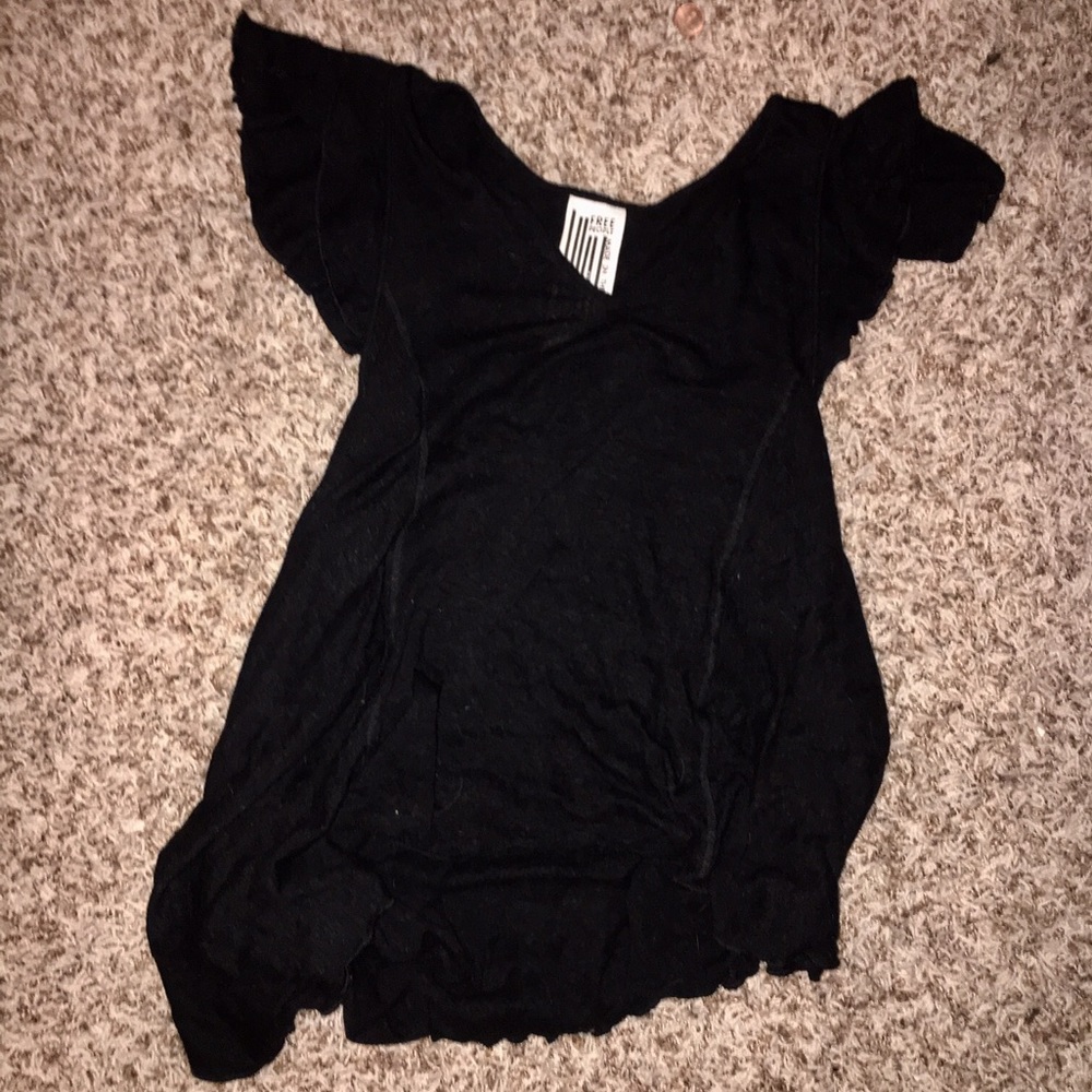 Free People Black Ruffle Sleeve Tank