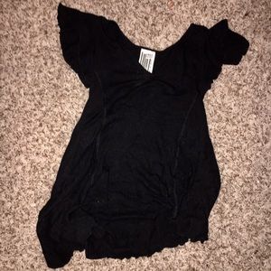 Free People Black Ruffle Sleeve Tank