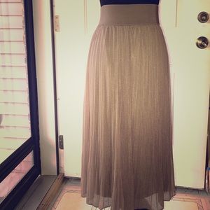 Metallic sheer midi skirt