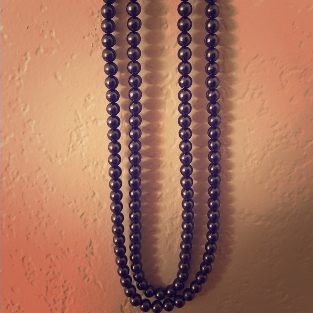 Dark Blue Faux Pearls Rhinestone Clasp.